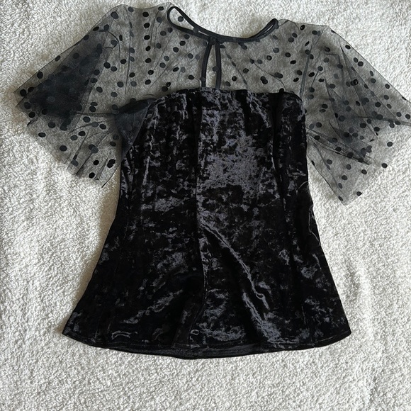 Eva Franco Tops - Eva Franco top velvet with the vet polkadots on the sleeves